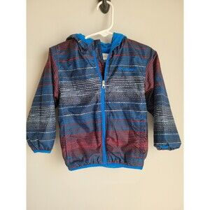 Columbia Jacket Toddler Boys 2T Blue And Red  Hooded Windbreaker Full Zip Fleece